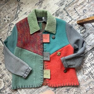 BaabaaZuzu Vintage Wool Upcycled One of a kind patchwork Jacket size S